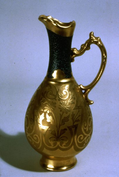 Ewer, porcelain, unknown maker, decorated by Jesse Dean, ca. 1900, NJSM 80.36