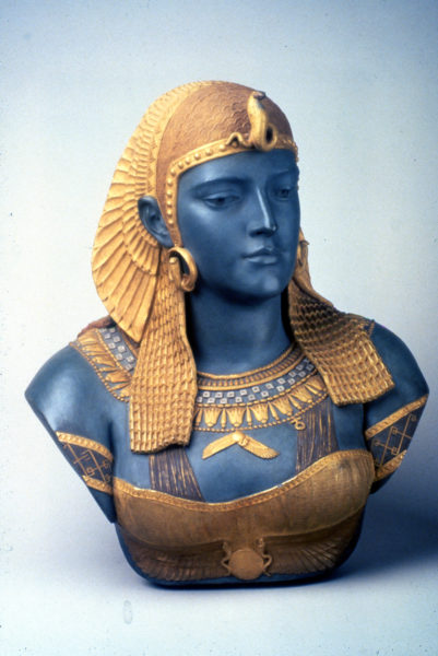 Ott & Brewer, Etruria Works, Bust of Cleopatra, parian, Isaac Broome, designer and modeller, 1876, H 21 in, NJSM 354.24