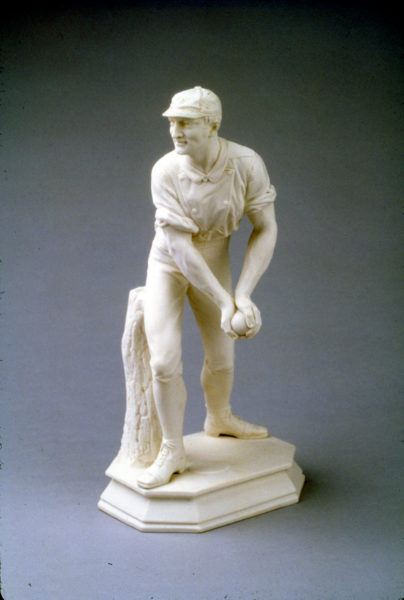 Ott & Brewer, Etruria Works, statuette of The Catcher, parian, Isaac Broome, designer and modeller, 1875, H 15 in, Priv Coll